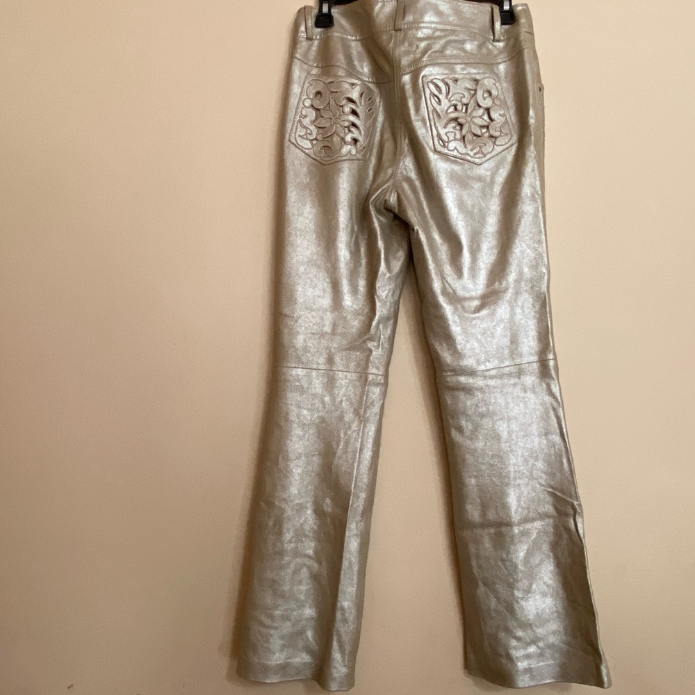 Valentino Lamb Leather Metallic Pants